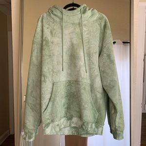 Oversized Cozy Tie Dye Green Sweatshirt Hoodie